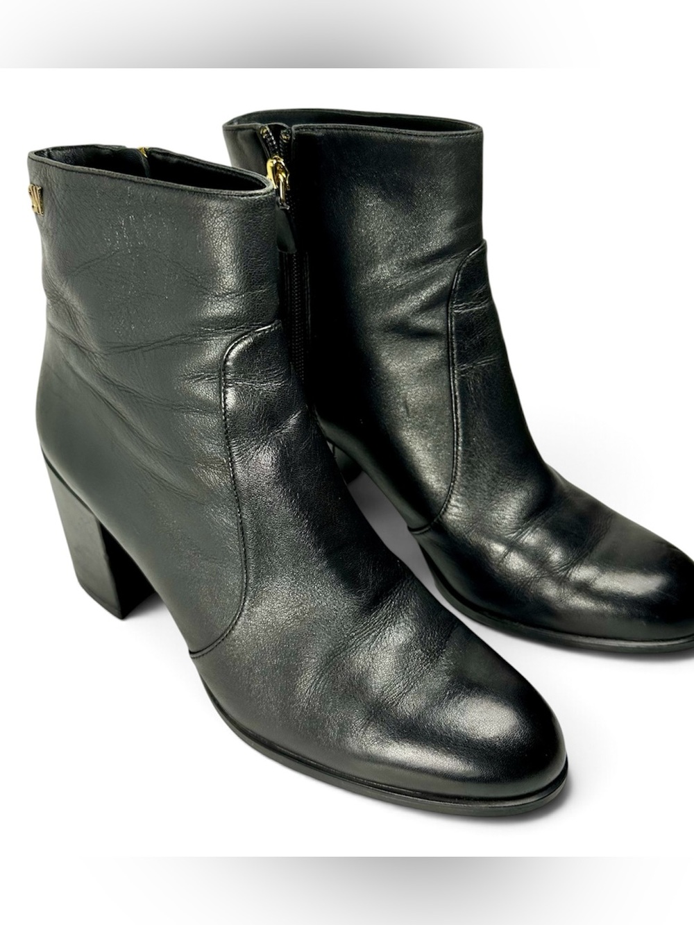 Stuart Weitzman Quinn Ankle Boots Womens US 8 Black Leather Block Heel Booties